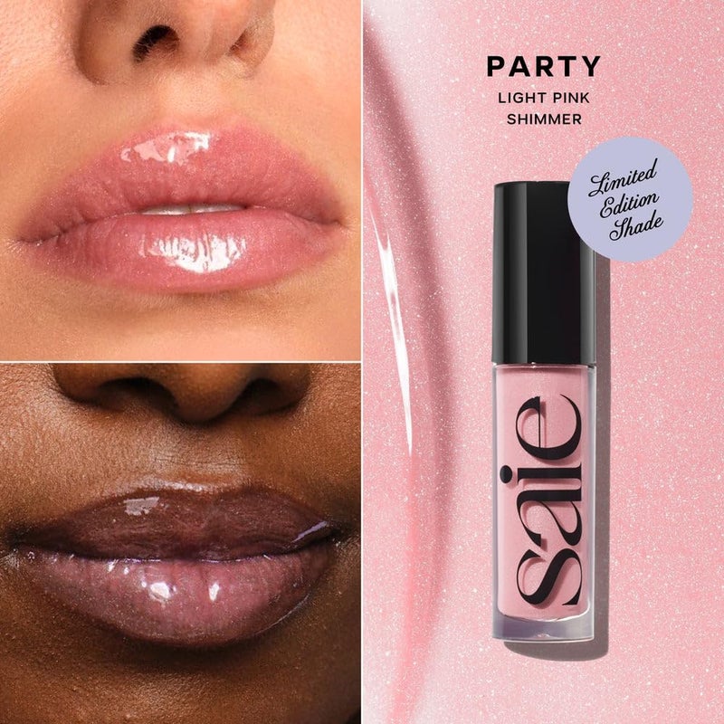 Saie Glossybounce Duo - Hybrid Tinted Lip Oil & Lip Gloss Set - Hydrating, Non-Sticky Shine with Hyaluronic Acid & Jojoba Oil for Soft, Plump Lips - Makeup Gift Set - Disco & Bounce (2 Count) - Image 3